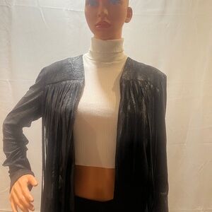 SW3 Bespoke black fringe jacket